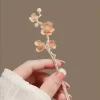 Épingle à cheveux élégante en forme de fleur de cerisier, en alliage japonais, avec motif floral rose, parfaite pour les petits pains hauts, occasions formelles de style hanfu