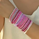 Ensemble de bracelets de perles bohème pour femmes, chaîne de perles de riz extensibles colorées, bijoux empilables, cadeau de plage d’été Ensemble de bracelets de perles bohème pour femmes, chaîne de perles de riz extensibles colorées, bijoux empilables, cadeau de plage d’été