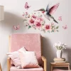 rose fleur papillon oiseau chambre salon stickers muraux décoration de la maison fond mur embellir pâte murale art mural