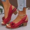 sandales d'été classiques rétro à enfiler pour femmes, confortables, talons hauts, respirantes, antidérapantes, légères, 2025