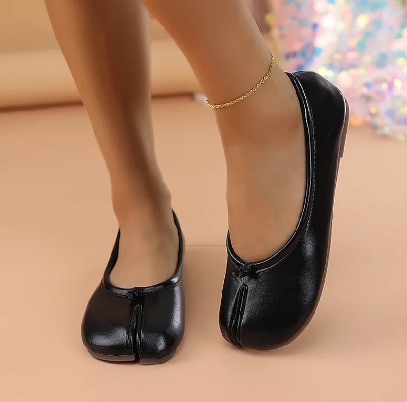tabi ninja chaussures femme microfibre cuir chaussures plates confortables bout fendu pantoufles mocassins à fond souple bref dames trotter mocassins 2025 tabi ninja chaussures femme microfibre cuir chaussures plates confortables bout fendu pantoufles mocassins à fond souple bref dames trotter mocassins 2025