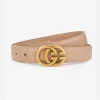 1 pièce de ceinture gg de couleur unie à la mode avec une boucle en métal décontractée, adaptée aux jupes, costumes, jeans, ceinture accessoire de vêtements polyvalente