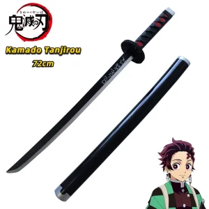 Épée de dessin animé Demon Slayer Katana, accessoires de Cosplay Orange Tomioka Giyuu Kamado Tanjirou, 72cm