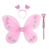 costume de bricolage pour enfants, bandeau papillon, ailes, accessoires de fête avec baguette féerique, ensembles de costumes de princesse, déguisement de papillon à paillettes pour filles