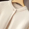 ceinz poncho cape en laine pour femme, un bouton, décontracté, doux, rond, chaud, 100% pure laine, accessoires cardigan, manteaux confortables à la mode