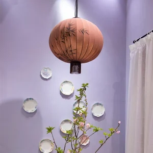 Lanterne japonaise peinture suspension lampe à la main tissu abat-jour lustre chambre Restaurant hôtel rétro tissu suspension