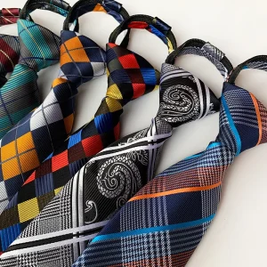 Cravate pré-attachée pour hommes et femmes, Style Paisley, fermeture éclair, rayures à carreaux, Jacquard classique, 8cm, cravate d&rsquo;affaires, accessoires de mariage pour hommes