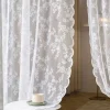 rideau en dentelle florale brodée romantique, bord ondulé, rideau transparent respirant, pour porte de fille