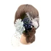 Épingle à cheveux hortensia japonaise, couvre-chef, fleur, papillon fait à la main, pince à cheveux en tissu, glands de perles Vintage, bâton de cheveux, accessoire Kimono