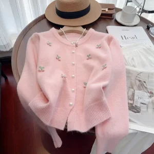 Harajuku cerise broderie Cardigan pull tricot veste mode coréenne décontracté à manches longues fille esthétique pull femmes Kawaii Harajuku cerise broderie Cardigan pull tricot veste mode coréenne décontracté à manches longues fille esthétique pull femmes Kawaii