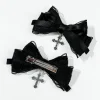 goth cheveux ornements rue exquis gothique nœud papillon pinces à cheveux dentelle arc côté épingles à cheveux polyvalent dressing sombre y2k pinces à cheveux