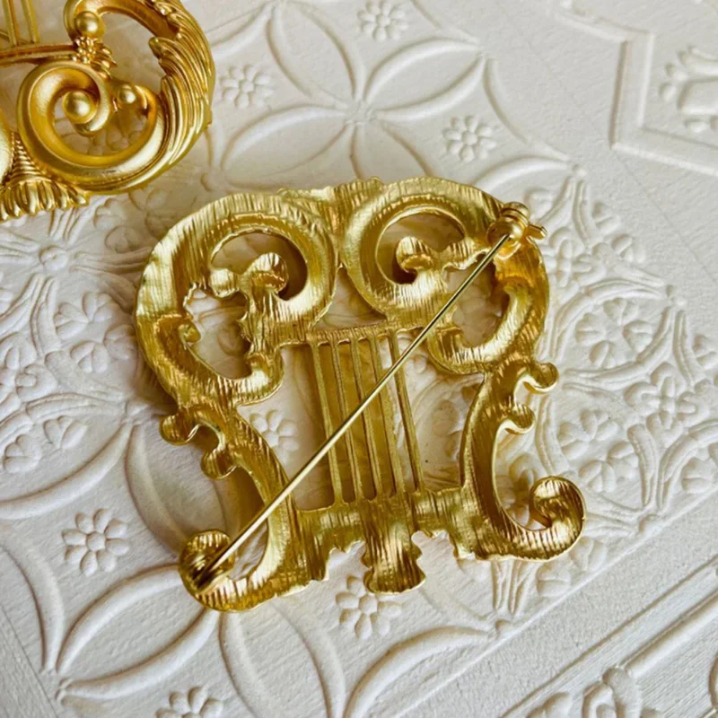 broche harpe dorée vintage, bijoux, costume musical, pour cardigan, pull, articles cadeaux rétro broche harpe dorée vintage, bijoux, costume musical, pour cardigan, pull, articles cadeaux rétro