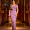 Robe de soirée à manches longues pour femmes, Aso Ebi, perles violettes, appliques, robe d’anniversaire, occasion spéciale, personnalisée, 2024 Robe de soirée à manches longues pour femmes, Aso Ebi, perles violettes, appliques, robe d’anniversaire, occasion spéciale, personnalisée, 2024