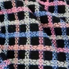 tissu tweed en coton pour manteau, ligne multicolore, carreaux noirs, bricolage
