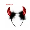 bandeau cornes du diable rouge, casque d'animal d'horreur, cosplay démon, accessoires de costume de fête d'halloween, baguette magique, cadeaux de noël