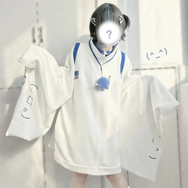 veste japonaise à manches larges pour femme, manteau à fermeture Éclair, solide, décontracté, polyvalent, à la mode, printemps automne 2024 veste japonaise à manches larges pour femme, manteau à fermeture Éclair, solide, décontracté, polyvalent, à la mode, printemps automne 2024