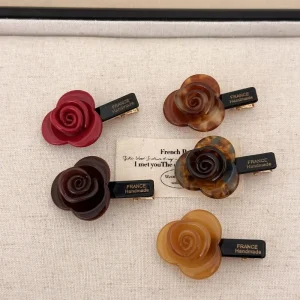 Pince à cheveux en acétate français, barrettes à fleurs roses élégantes, pinces latérales nouées, frange, niche avancée, épingle à cheveux rose en trois dimensions, 1PC Pince à cheveux en acétate français, barrettes à fleurs roses élégantes, pinces latérales nouées, frange, niche avancée, épingle à cheveux rose en trois dimensions, 1PC