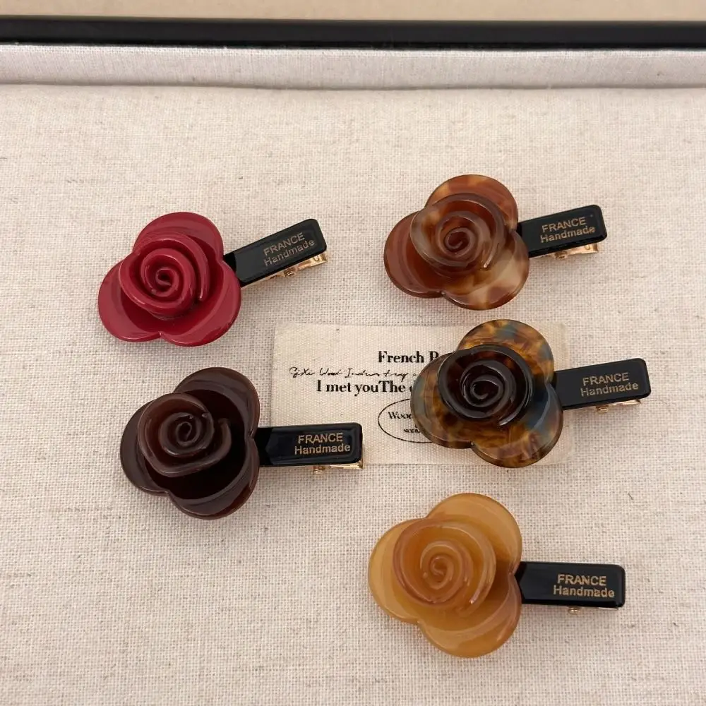 Pince à cheveux en acétate français, barrettes à fleurs roses élégantes, pinces latérales nouées, frange, niche avancée, épingle à cheveux rose en trois dimensions, 1PC Pince à cheveux en acétate français, barrettes à fleurs roses élégantes, pinces latérales nouées, frange, niche avancée, épingle à cheveux rose en trois dimensions, 1PC