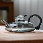 Théière en verre noir transparent, service à thé, filtre à haute température, bouilloire à thé, nouveau Théière en verre noir transparent, service à thé, filtre à haute température, bouilloire à thé, nouveau