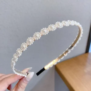Filles douce fleur perlée chapeaux style coréen perle bandeau cheveux cerceau cheveux accessoires bandeau