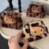 porte monnaie imprimé léopard, mignon, frais et doux, sac de transport en peluche pour écouteurs bluetooth, sac de maquillage pour chat kt, sac de rangement