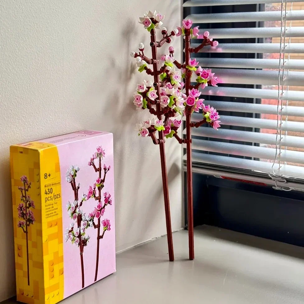cadeau de célébration de fleurs de cerisier, motif floral constructible pour enfants créatifs, fleurs de cerisier blanches et roses, cadeaux pour filles cadeau de célébration de fleurs de cerisier, motif floral constructible pour enfants créatifs, fleurs de cerisier blanches et roses, cadeaux pour filles