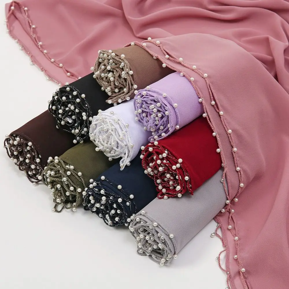 perles de luxe turban islamique en mousseline de soie perles enveloppes châle mince bandana malaisie foulard femmes perles de luxe turban islamique en mousseline de soie perles enveloppes châle mince bandana malaisie foulard femmes