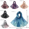 Écharpe en satin élégante et colorée, écharpe ethnique respirante pour peinture à l'aquarelle, écharpe en polyester doux teint par nouage pour fête
