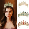 bijoux de cheveux à la mode, couronnes en cristal baroque, couronne de princesse élégante de luxe, ornement brillant, couvre chef de mariée vintage pour femmes et filles