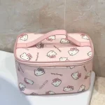 Sac de maquillage japonais rose Hello Kitty, sac de rangement Portable de dessin animé Kawaii mignon Hello Kitty, cadeau d&rsquo;anniversaire
