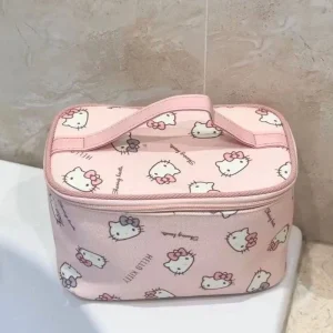 Sac de maquillage japonais rose Hello Kitty, sac de rangement Portable de dessin animé Kawaii mignon Hello Kitty, cadeau d’anniversaire Sac de maquillage japonais rose Hello Kitty, sac de rangement Portable de dessin animé Kawaii mignon Hello Kitty, cadeau d’anniversaire