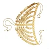 bijoux de cheveux couleur or, disque multicouche, paillettes, pompon, chaîne de tête, pièce de monnaie de lune dorée, longues chaînes, coiffure de mariée