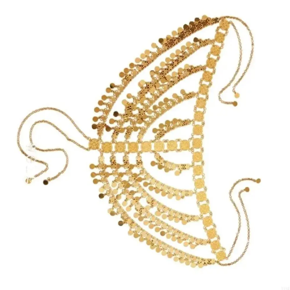 bijoux de cheveux couleur or, disque multicouche, paillettes, pompon, chaîne de tête, pièce de monnaie de lune dorée, longues chaînes, coiffure de mariée bijoux de cheveux couleur or, disque multicouche, paillettes, pompon, chaîne de tête, pièce de monnaie de lune dorée, longues chaînes, coiffure de mariée