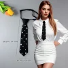 cravate pré nouée de style académique perlée à la main, 1 pièce, cravate d'uniforme jk noire pour femmes pour chemises élégantes | streetwear élégant et tendance ve