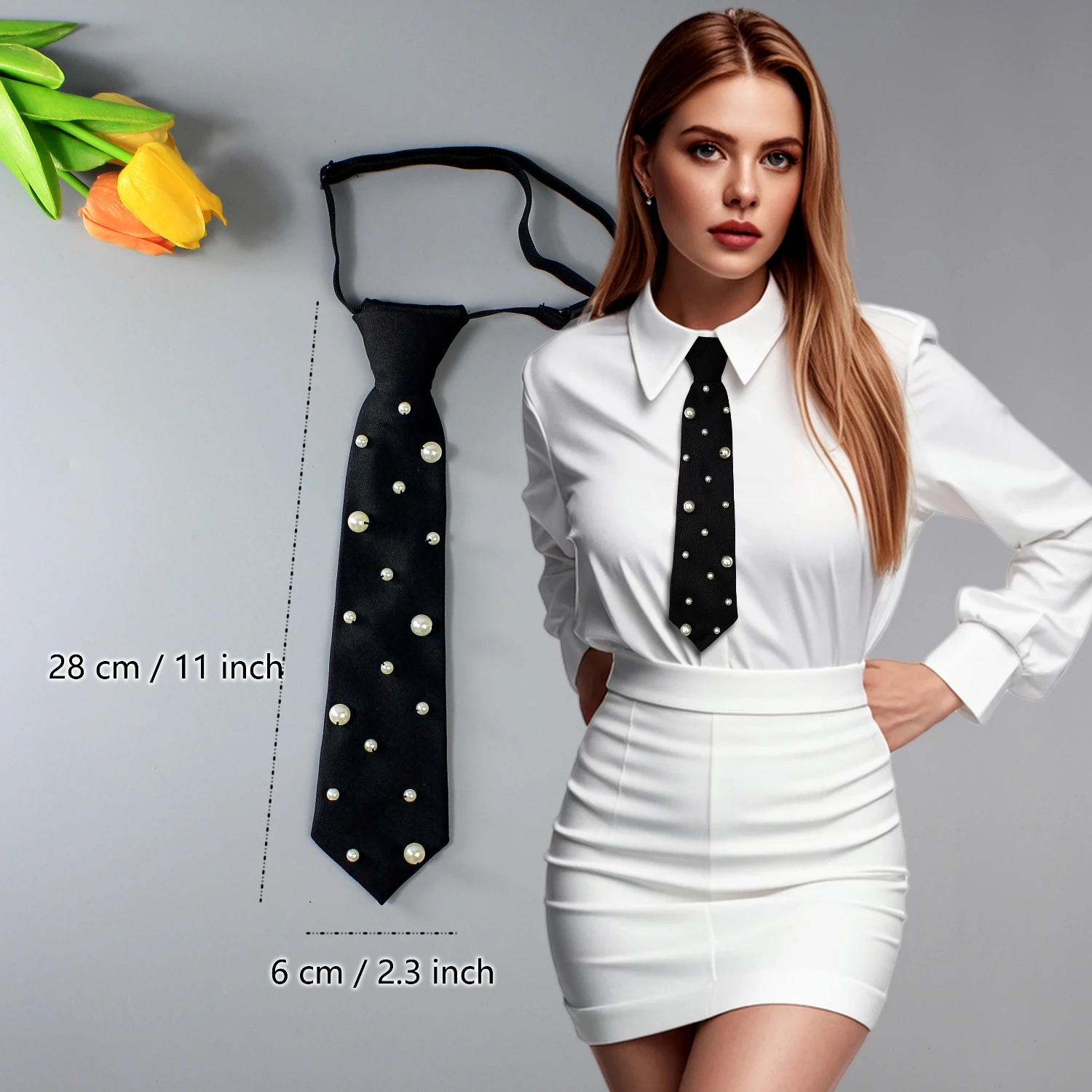 cravate pré nouée de style académique perlée à la main, 1 pièce, cravate d'uniforme jk noire pour femmes pour chemises élégantes | streetwear élégant et tendance ve cravate pré nouée de style académique perlée à la main, 1 pièce, cravate d'uniforme jk noire pour femmes pour chemises élégantes | streetwear élégant et tendance ve