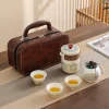 Service à thé de voyage en céramique pour cérémonie du thé, avec boîte de protection, service à thé Kungfu de Style chinois avec boîte, service à thé en porcelaine pour Camping