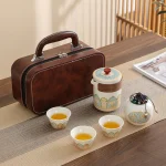 Service à thé de voyage en céramique pour cérémonie du thé, avec boîte de protection, service à thé Kungfu de Style chinois avec boîte, service à thé en porcelaine pour Camping Service à thé de voyage en céramique pour cérémonie du thé, avec boîte de protection, service à thé Kungfu de Style chinois avec boîte, service à thé en porcelaine pour Camping