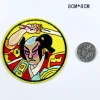 autocollant en tissu brodé pour femme, dessin animé samouraï japonais, geisha, patch pour vêtements brodés à dos de colle