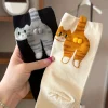 2 paires/1 paire de jolies chaussettes chat tabby 3d avec pattes de chat en bottes et cols de cloche chaussettes longues chaudes d'hiver pour hommes et femmes