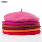 USPOP-Béret en Laine Rose Violet pour Femme, Série Documents