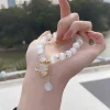 bracelet de perles opale pour femmes, élégant, pendentif chat porte bonheur, réglable, à la mode, bijoux d'amitié, cadeaux, nouvelle collection