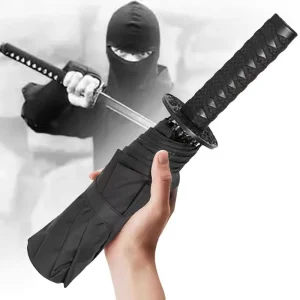 Parapluie Épée Ninja Pliable Coupe-Vent, Parasol de Nuit UV, Tueur de Démons, group Katana Japonais, Sabre de Samouraï, Parasol Noir