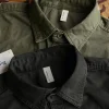  chemise de travail japonaise vintage délavée pour hommes, sergé de coton épais, manches longues, surdimensionnée, décontractée, haut de haute qualité