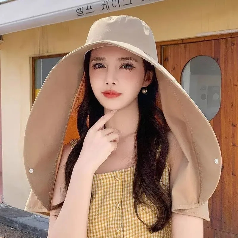 chapeaux d'été pour femmes, protection uv anti cou, pare soleil pour dames, pêche, randonnée, châle à large bord, protection solaire, casquette queue de cheval chapeaux d'été pour femmes, protection uv anti cou, pare soleil pour dames, pêche, randonnée, châle à large bord, protection solaire, casquette queue de cheval