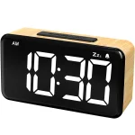 Réveils numériques en bois, réveil numérique en bois, réveil LED avec grand écran, horloges de bureau pour bureau, horloge de chevet