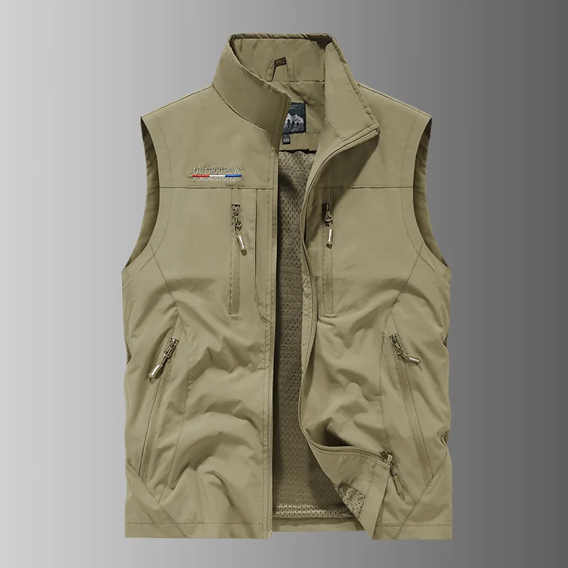 nouvelle veste à capuche de mode automne hiver, veste d'extérieur à col montant pour hommes fonctionnelle multi poches imperméable et à séchage rapide nouvelle veste à capuche de mode automne hiver, veste d'extérieur à col montant pour hommes fonctionnelle multi poches imperméable et à séchage rapide