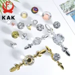 KAK or diamant cristal verre boutons et poignées d&rsquo;armoire porte de placard tire en alliage de Zinc poignée de cuisine quincaillerie de porte de meubles