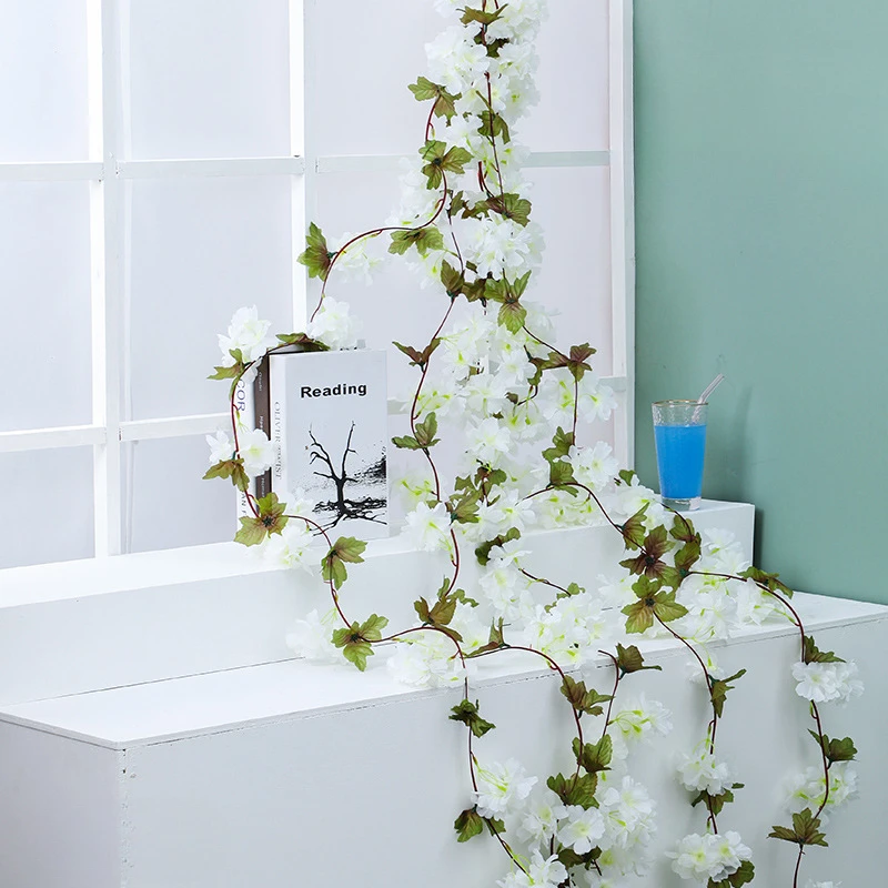 vigne sakura artificielle pour décoration de ix, fausses plantes, arche de roses, jardin de mariage, patients de noël, 180 cm, 240cm vigne sakura artificielle pour décoration de ix, fausses plantes, arche de roses, jardin de mariage, patients de noël, 180 cm, 240cm