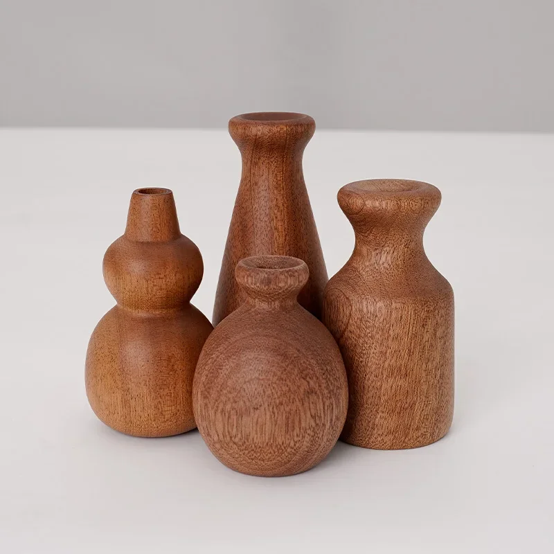 Vase à fleurs en bois massif fait à la main, décoration de Table rétro faite à la main, décoration de Vase sec Simple Vase à fleurs en bois massif fait à la main, décoration de Table rétro faite à la main, décoration de Vase sec Simple