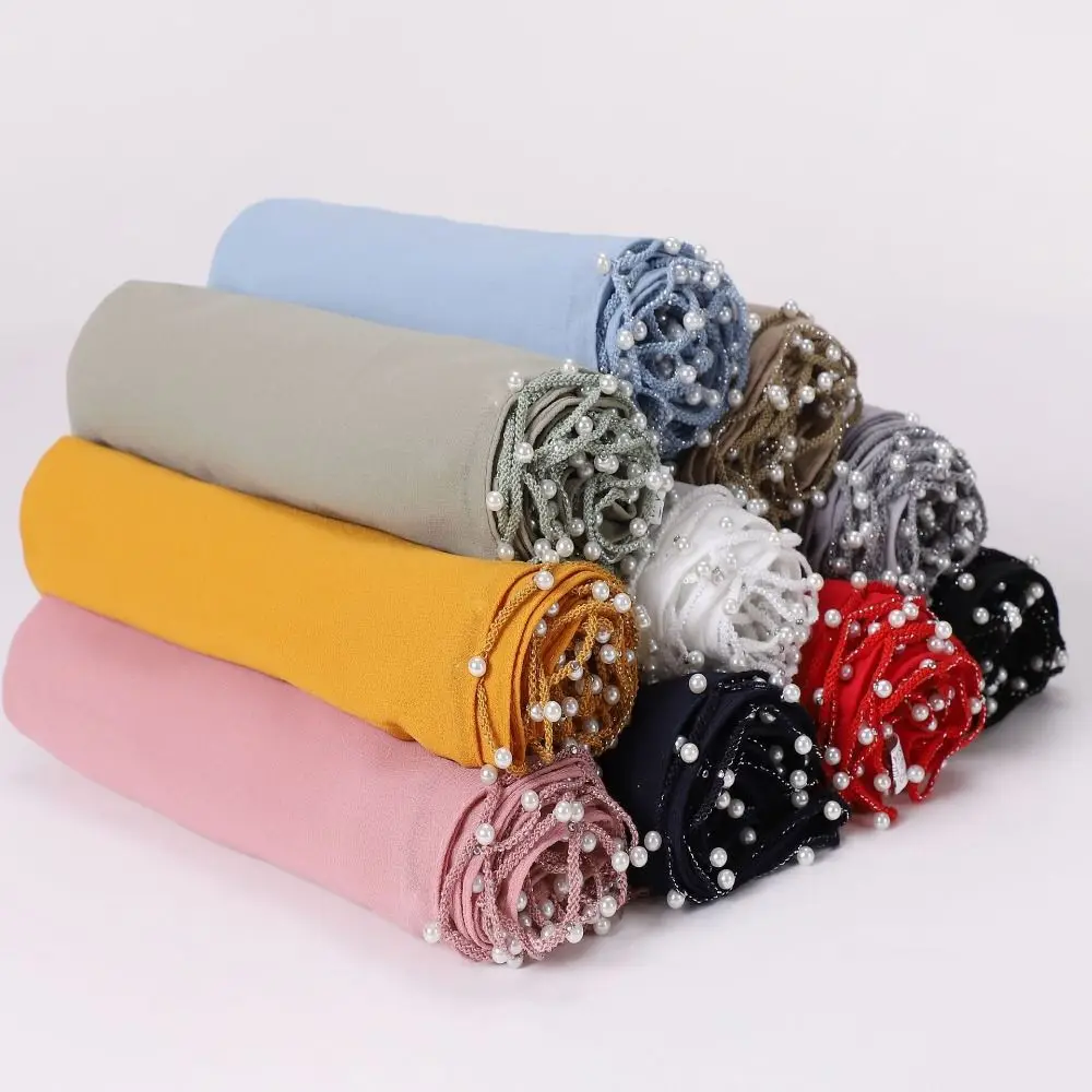 perles de luxe turban islamique en mousseline de soie perles enveloppes châle mince bandana malaisie foulard femmes perles de luxe turban islamique en mousseline de soie perles enveloppes châle mince bandana malaisie foulard femmes